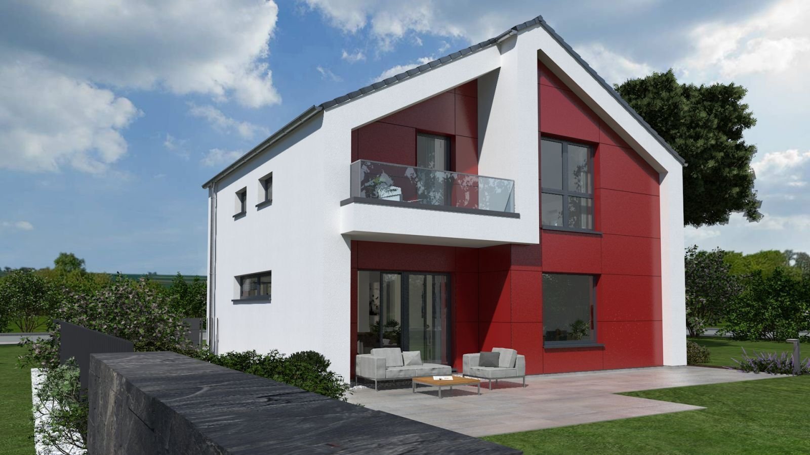 EIN­FA­MI­LI­EN­HAUS MIT MODERNEM DE­SI­GNAN­SPRUCH